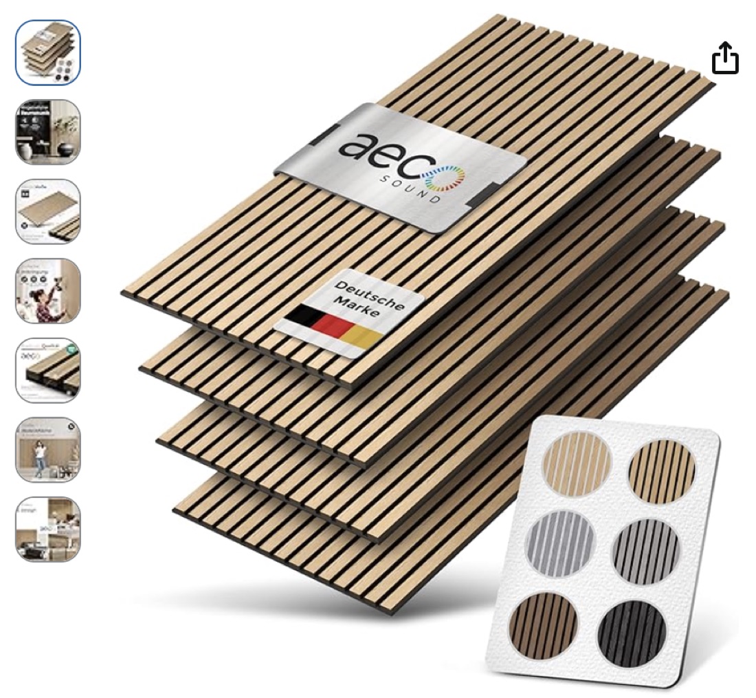 AECO Sound acoustic wood slat panels — Amazon product listing